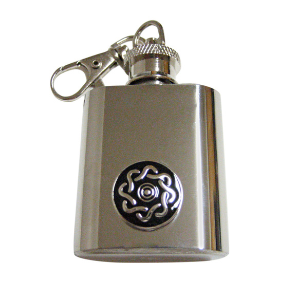 Shiny Round Celtic Design Keychain Flask - Picture 1 of 1